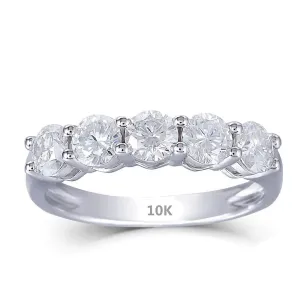 10k White / Yellow / Rose Gold 5 Stone Moissanite Anniversary Ring 1.25ct Total