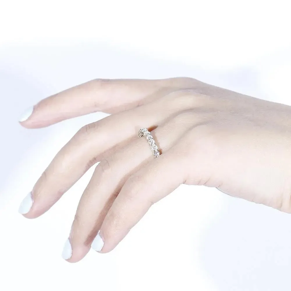 10k Yellow, Rose, White Gold Moissanite Eternity Ring 1.44ct Total