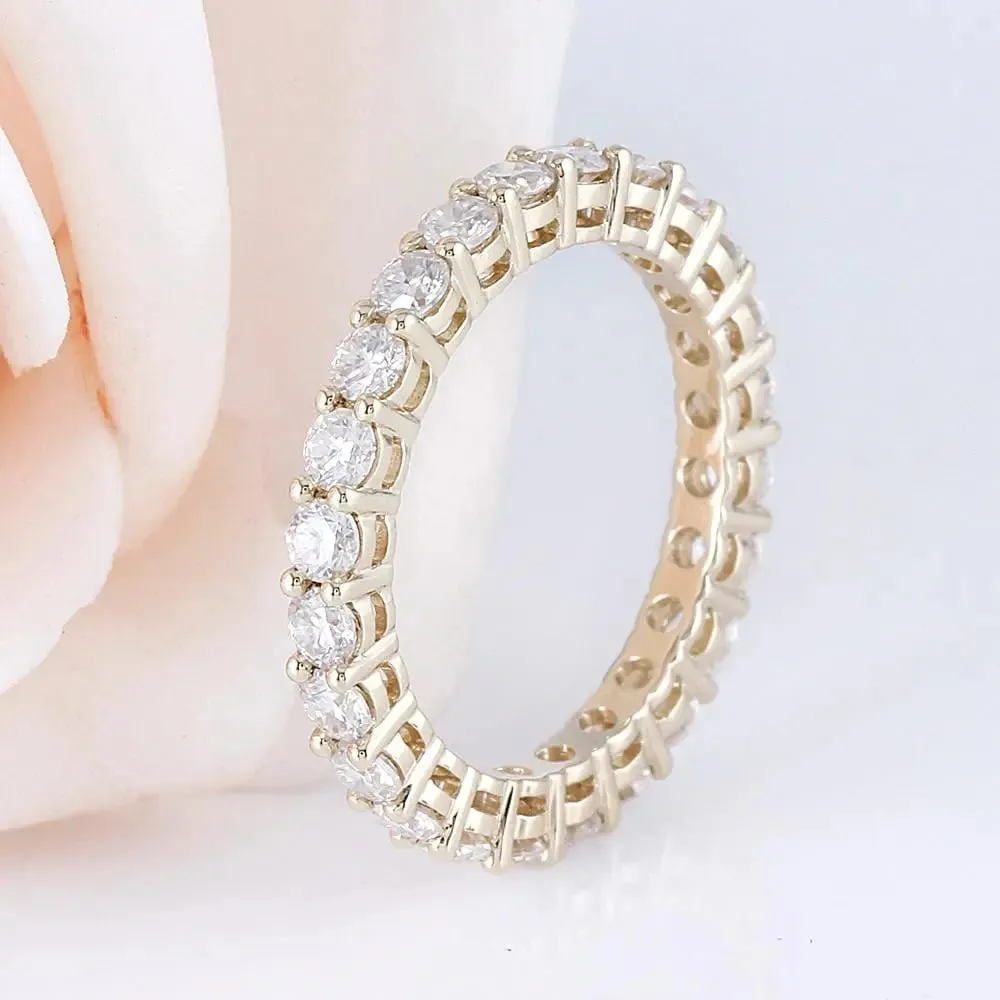 10k Yellow, Rose, White Gold Moissanite Eternity Ring 1.44ct Total
