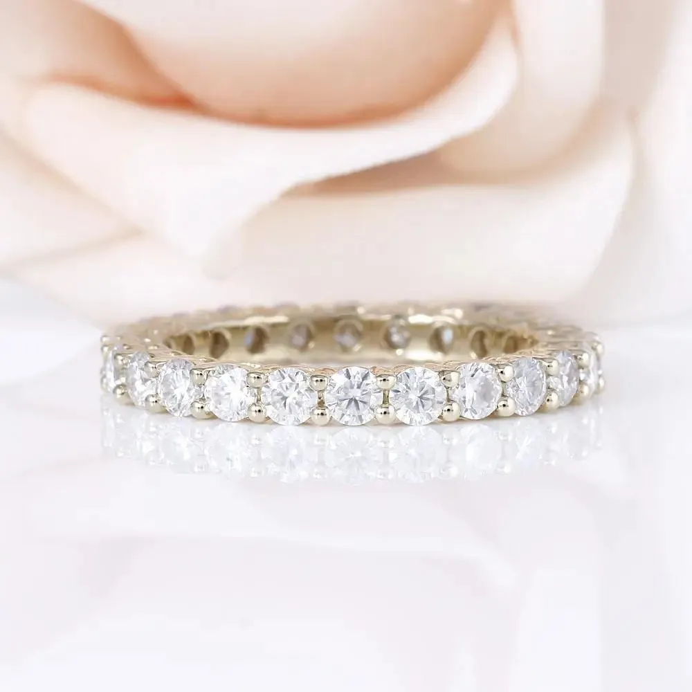 10k Yellow, Rose, White Gold Moissanite Eternity Ring 1.44ct Total