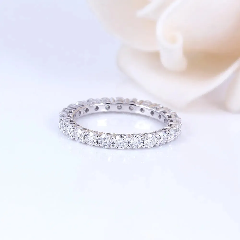 14k White Gold Moissanite Eternity Ring 1.2ct-1.8ct Total