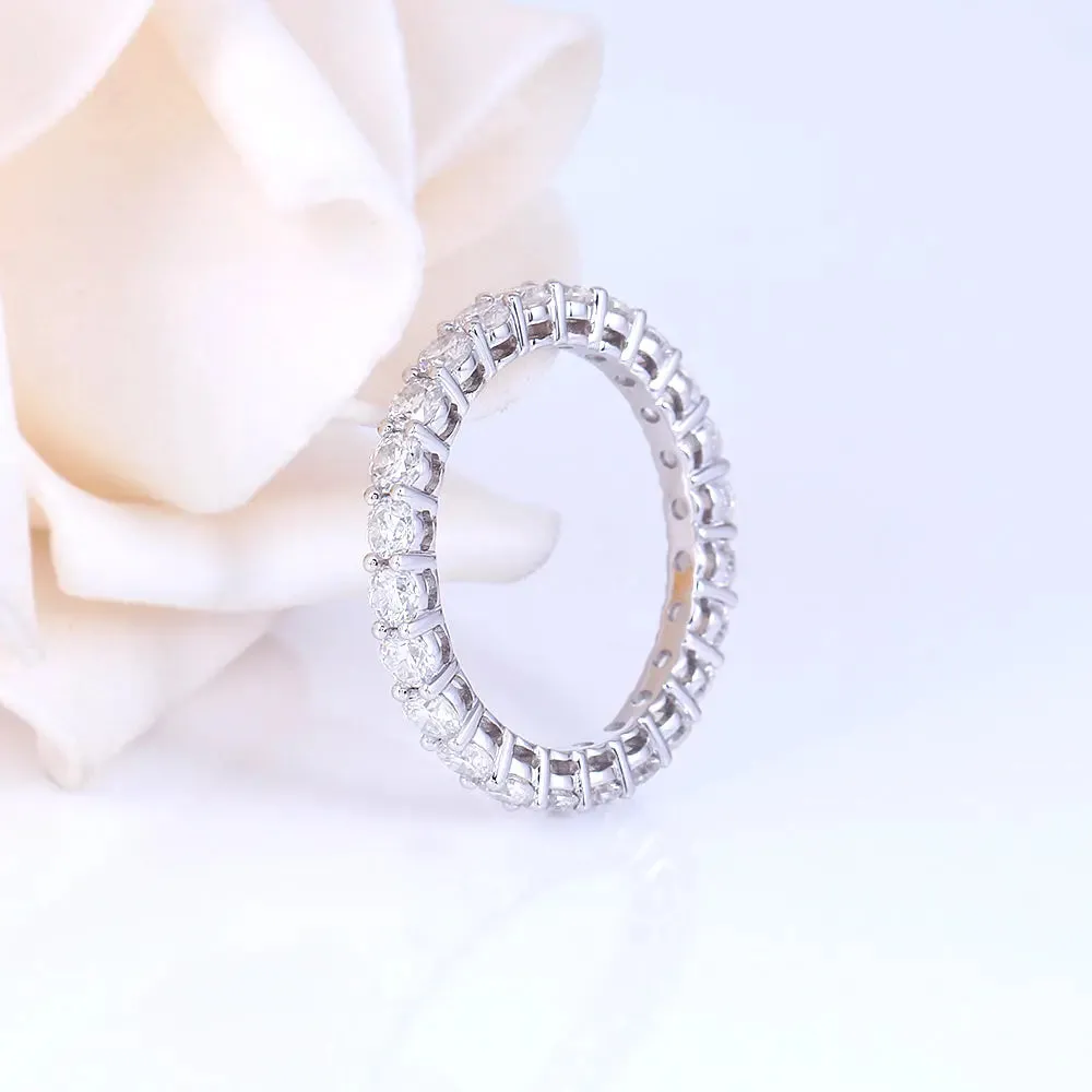14k White Gold Moissanite Eternity Ring 1.2ct-1.8ct Total