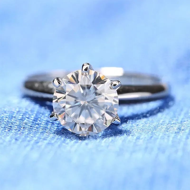14k White Gold Solitaire Moissanite Ring 2ct