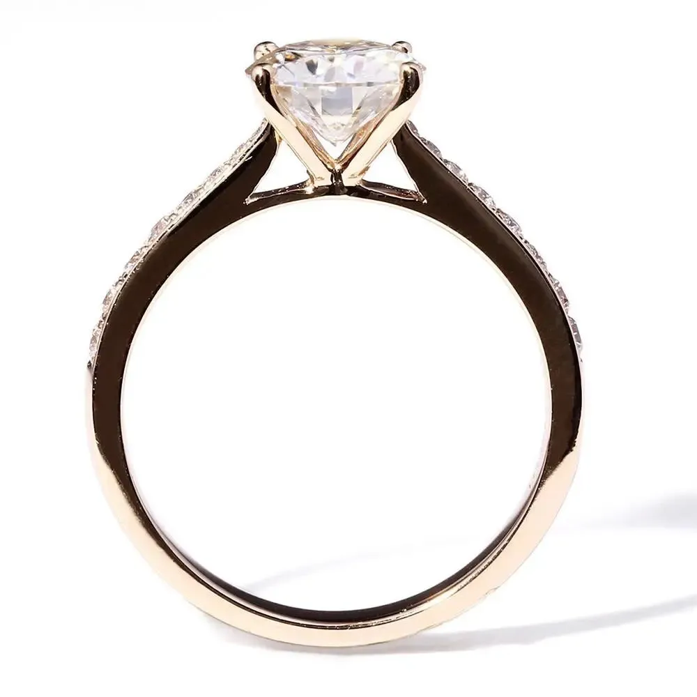 14k Yellow Gold Moissanite Ring 1.2ct Center Stone