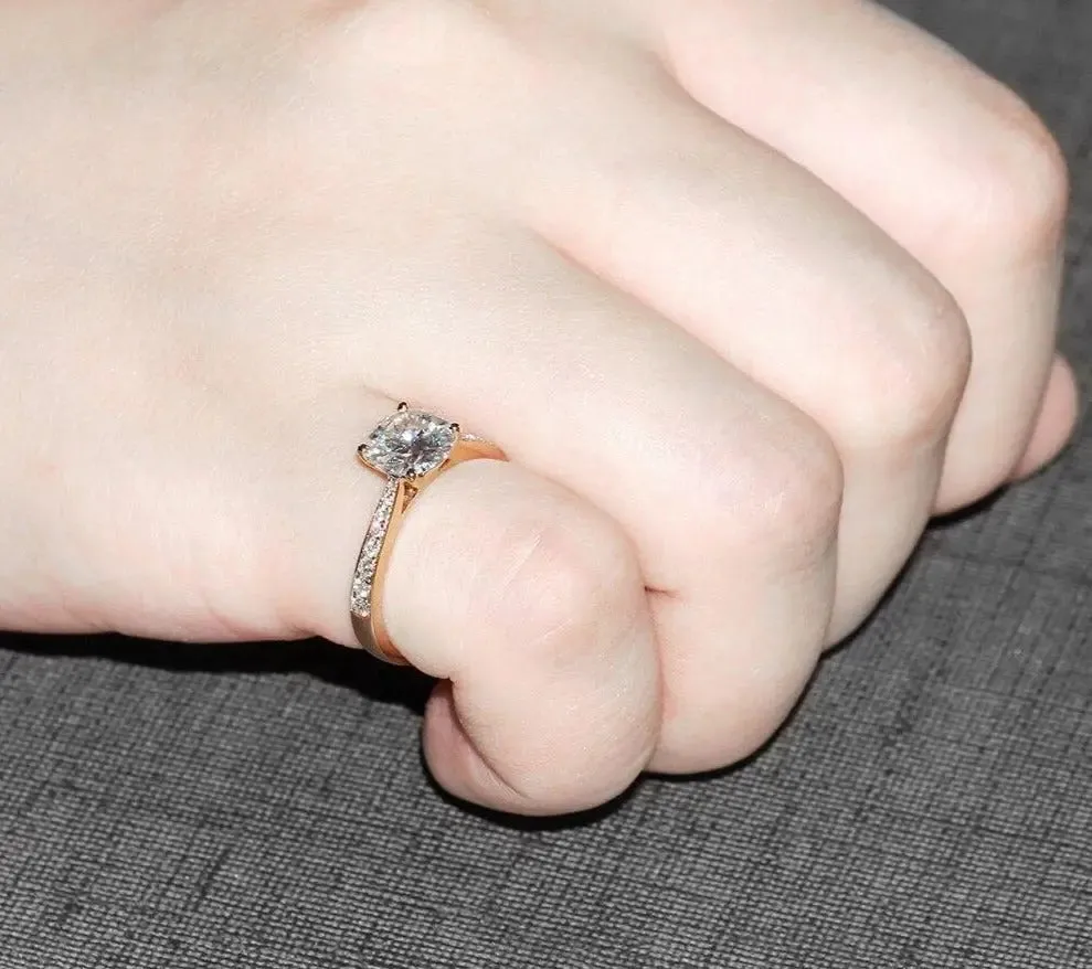 14k Yellow Gold Moissanite Ring 1.2ct Center Stone