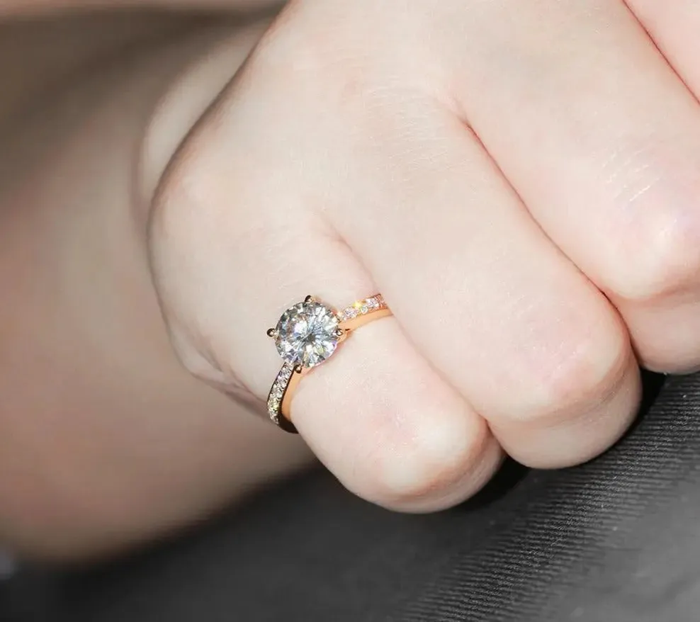 14k Yellow Gold Moissanite Ring 1.2ct Center Stone
