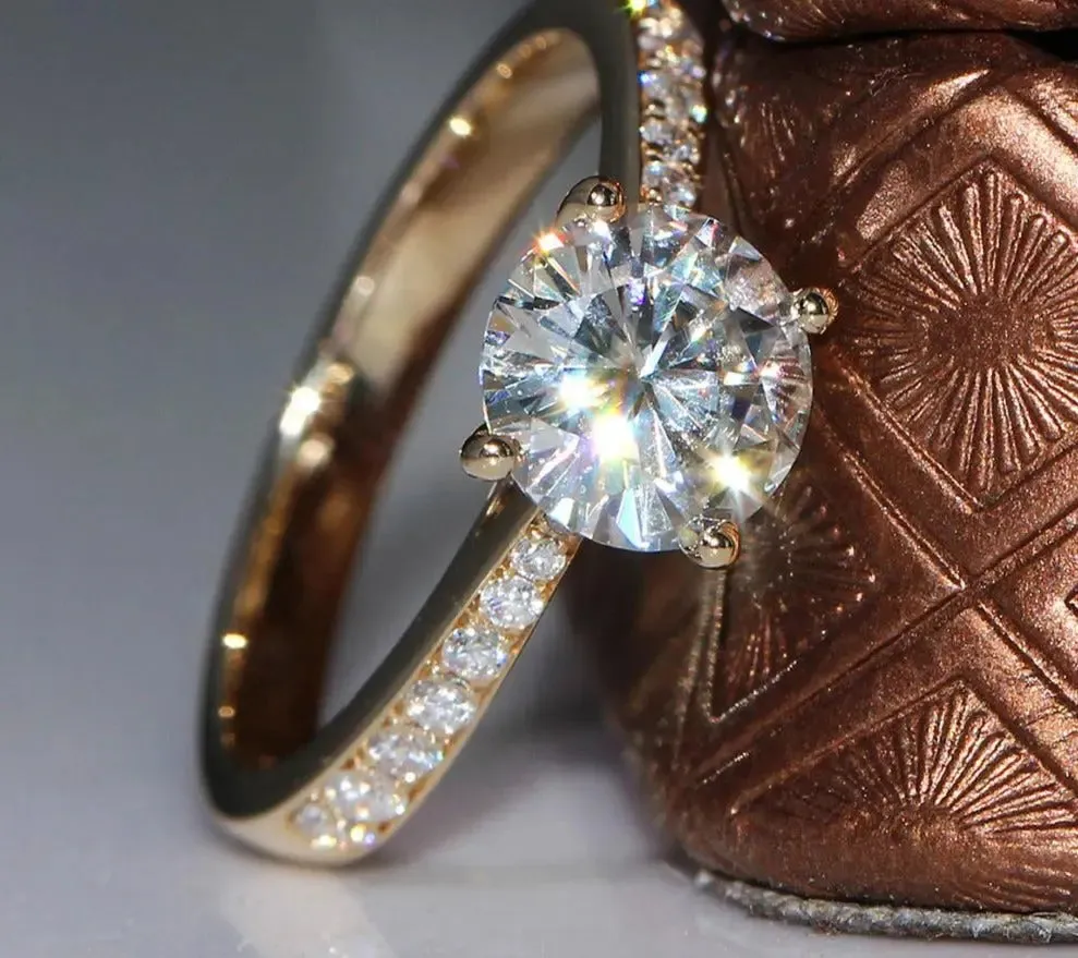 14k Yellow Gold Moissanite Ring 1.2ct Center Stone