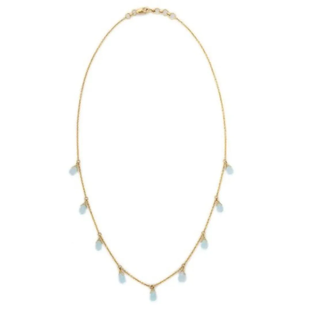 18K Blue Topaz Drop Chain Necklace
