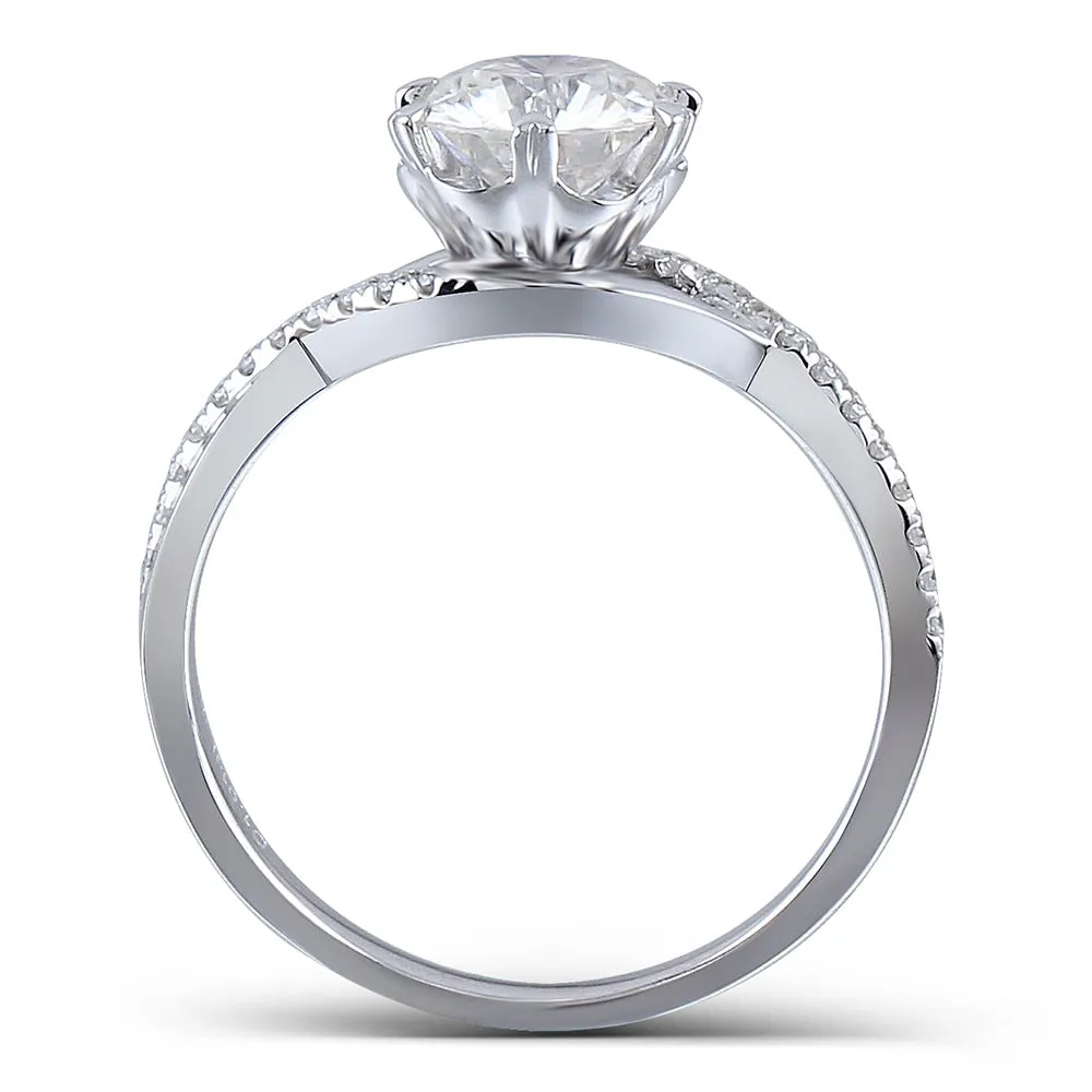 18k White Gold Moissanite Ring 1ct or 0.5ct Center Stone
