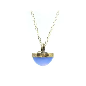 Antique Edwardian Blue Chalcedony Gemstone Pendant Necklace