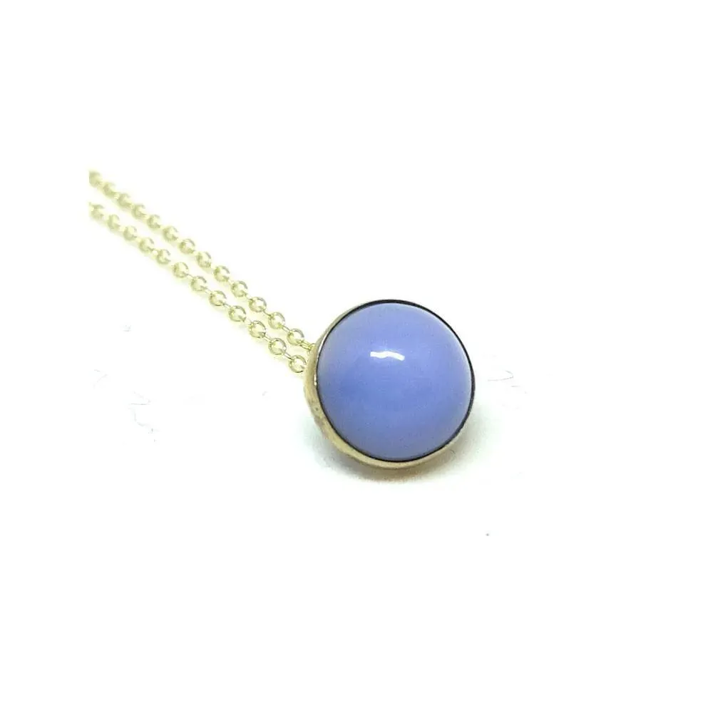 Antique Edwardian Blue Chalcedony Gemstone Pendant Necklace
