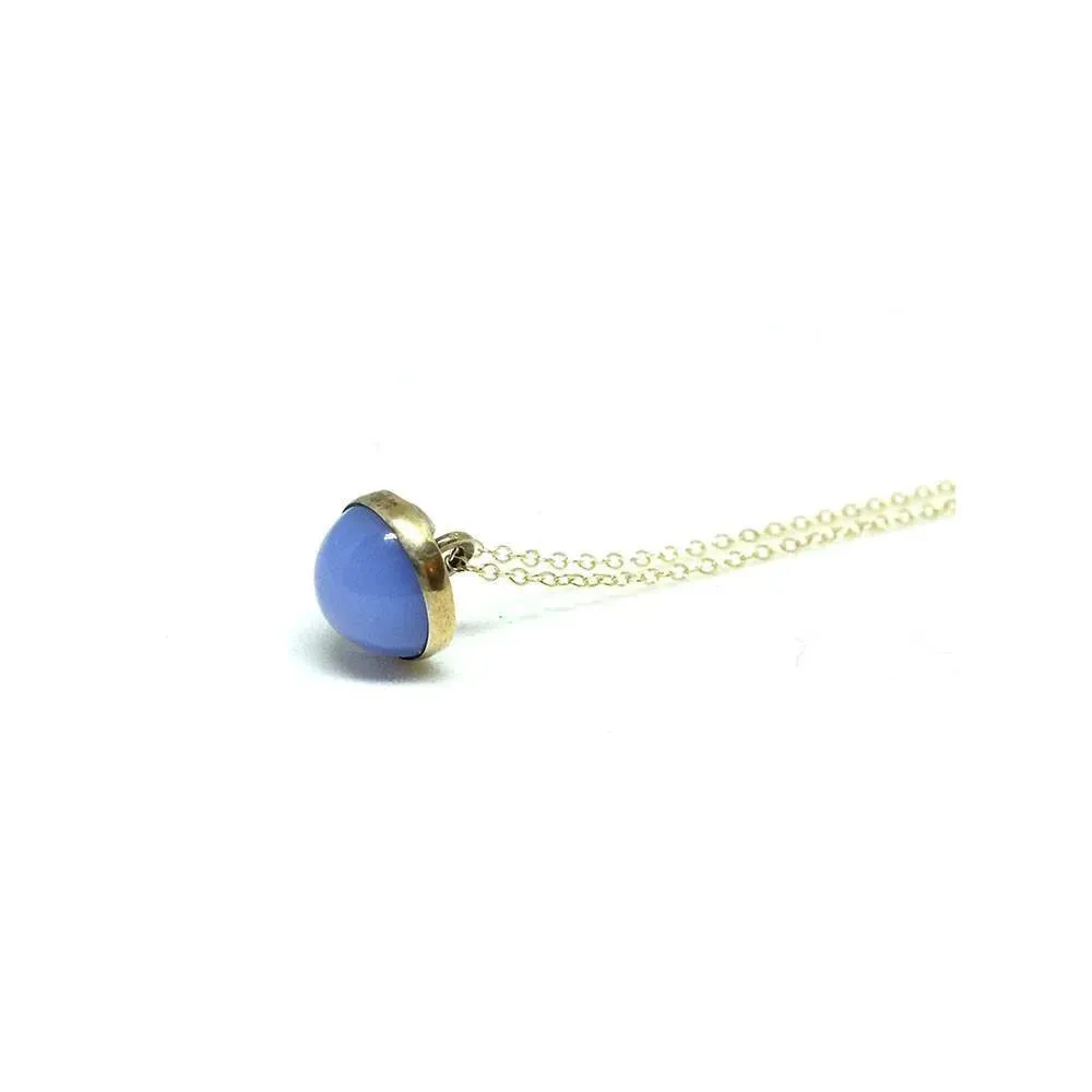 Antique Edwardian Blue Chalcedony Gemstone Pendant Necklace