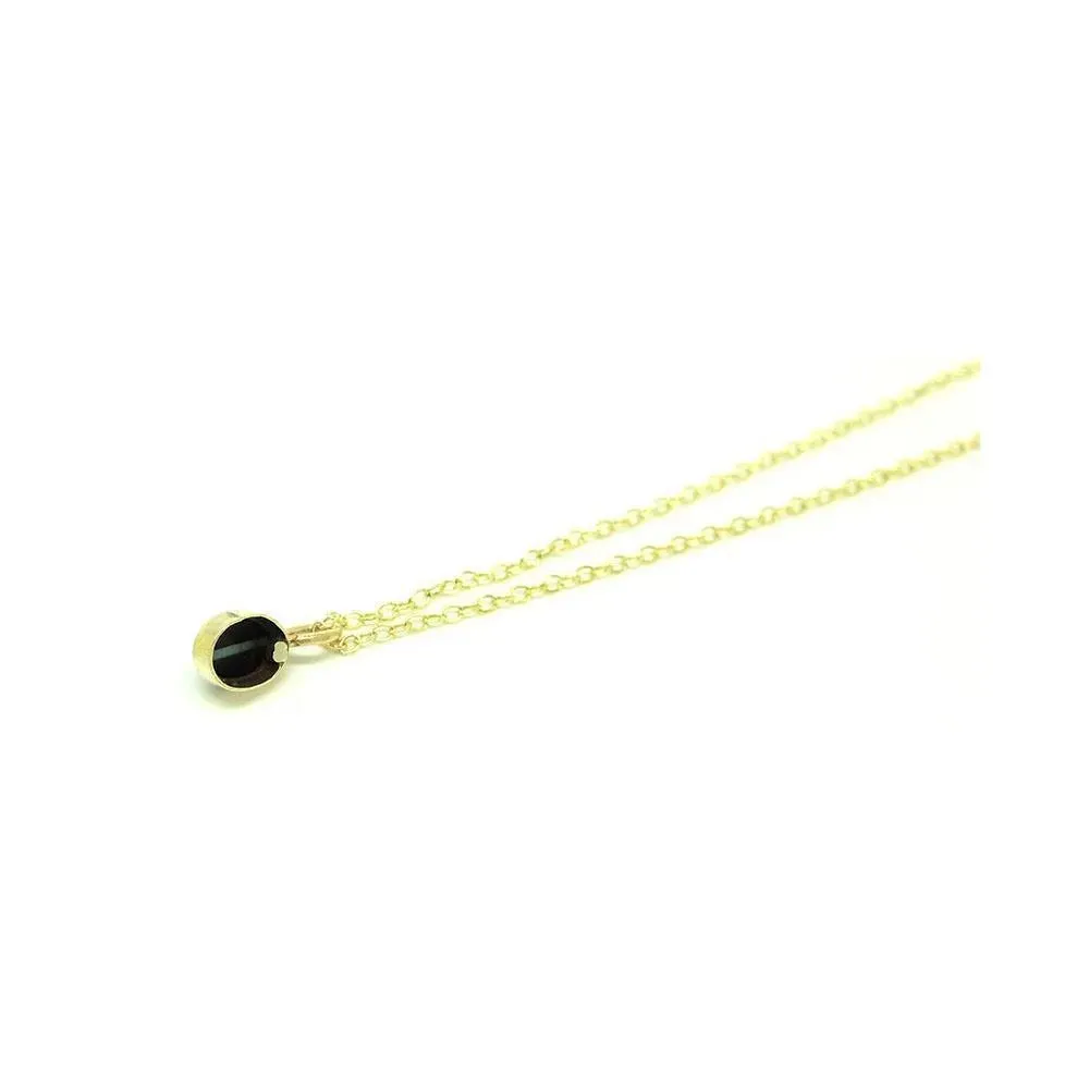 Antique Victorian Banded Agate Tiny 9ct Yellow Gold Necklace
