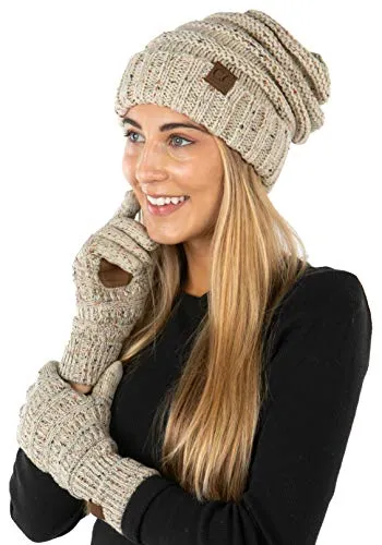 Confetti Oversized Beanie & Gloves Matching Set by Funky Junque