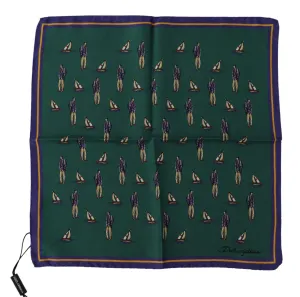 Elegant Green Silk Men's Square Scarf