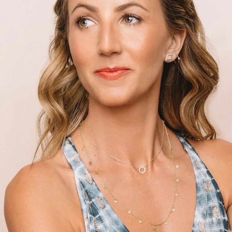 Gemstone Pavé Open Circle Necklace