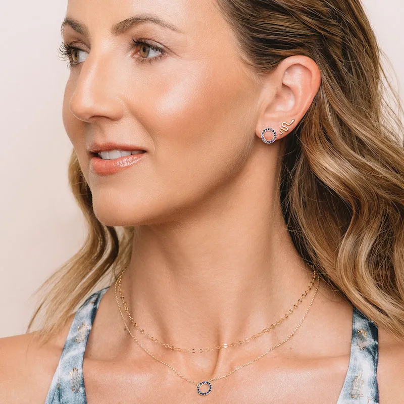 Gemstone Pavé Open Circle Necklace