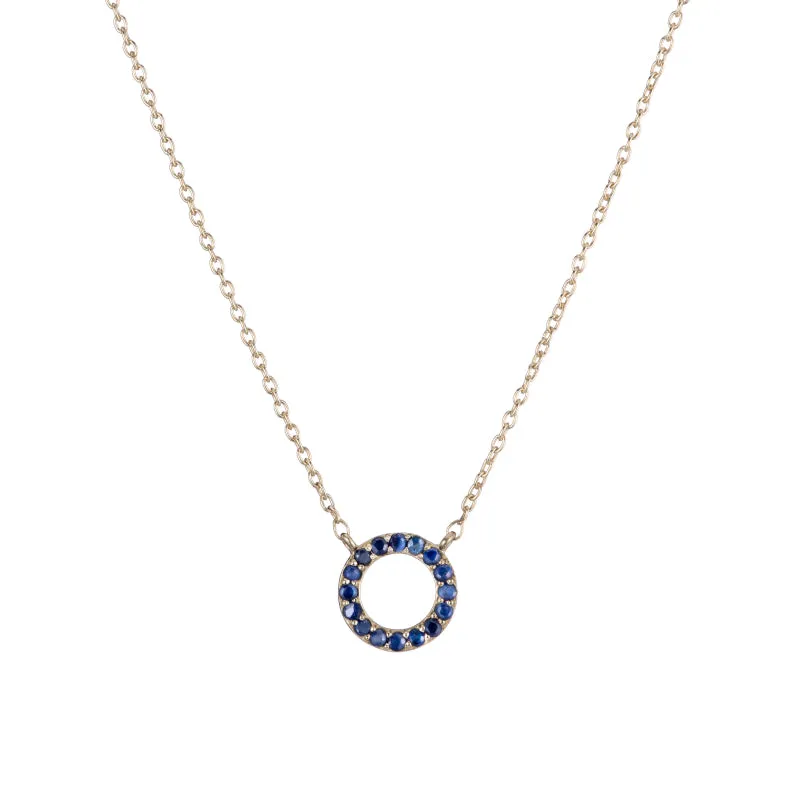 Gemstone Pavé Open Circle Necklace
