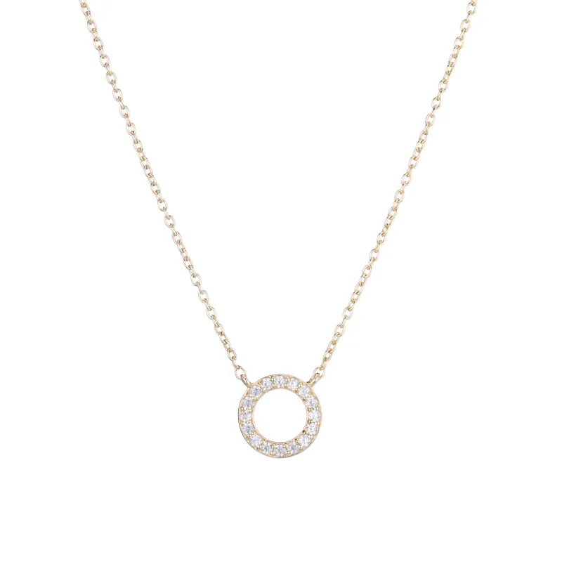 Gemstone Pavé Open Circle Necklace
