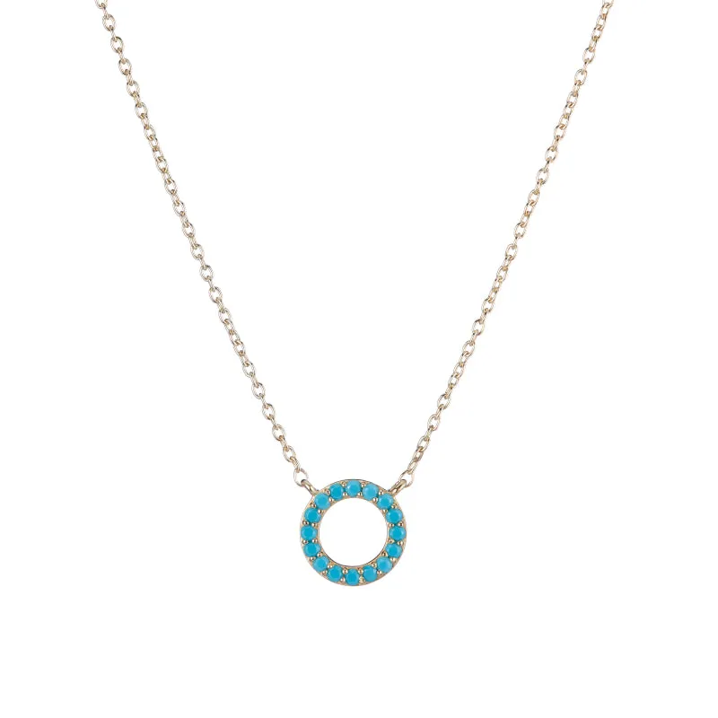 Gemstone Pavé Open Circle Necklace