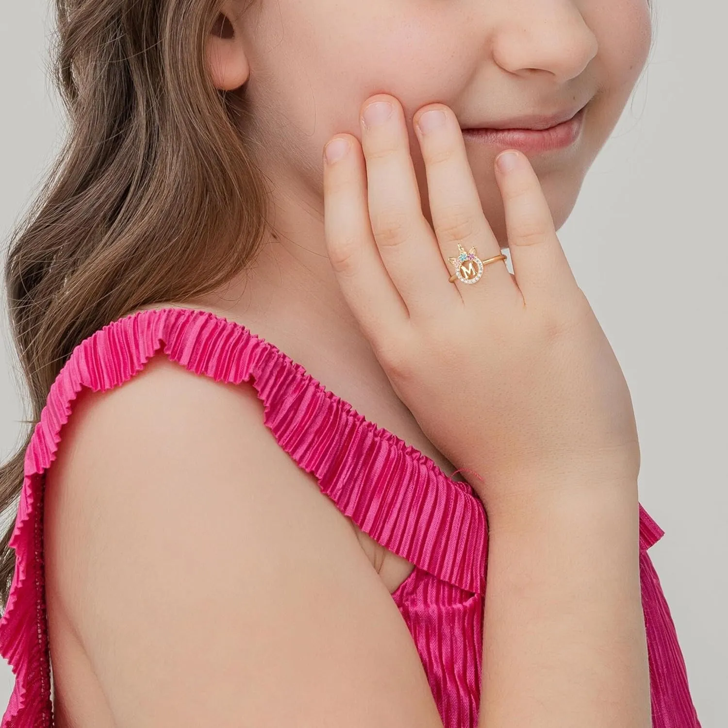 Initial Rings for Teen Girls - 14K Gold/White Gold/Rose Gold Plated Adjustable Unicorn Letter Rings for Girls