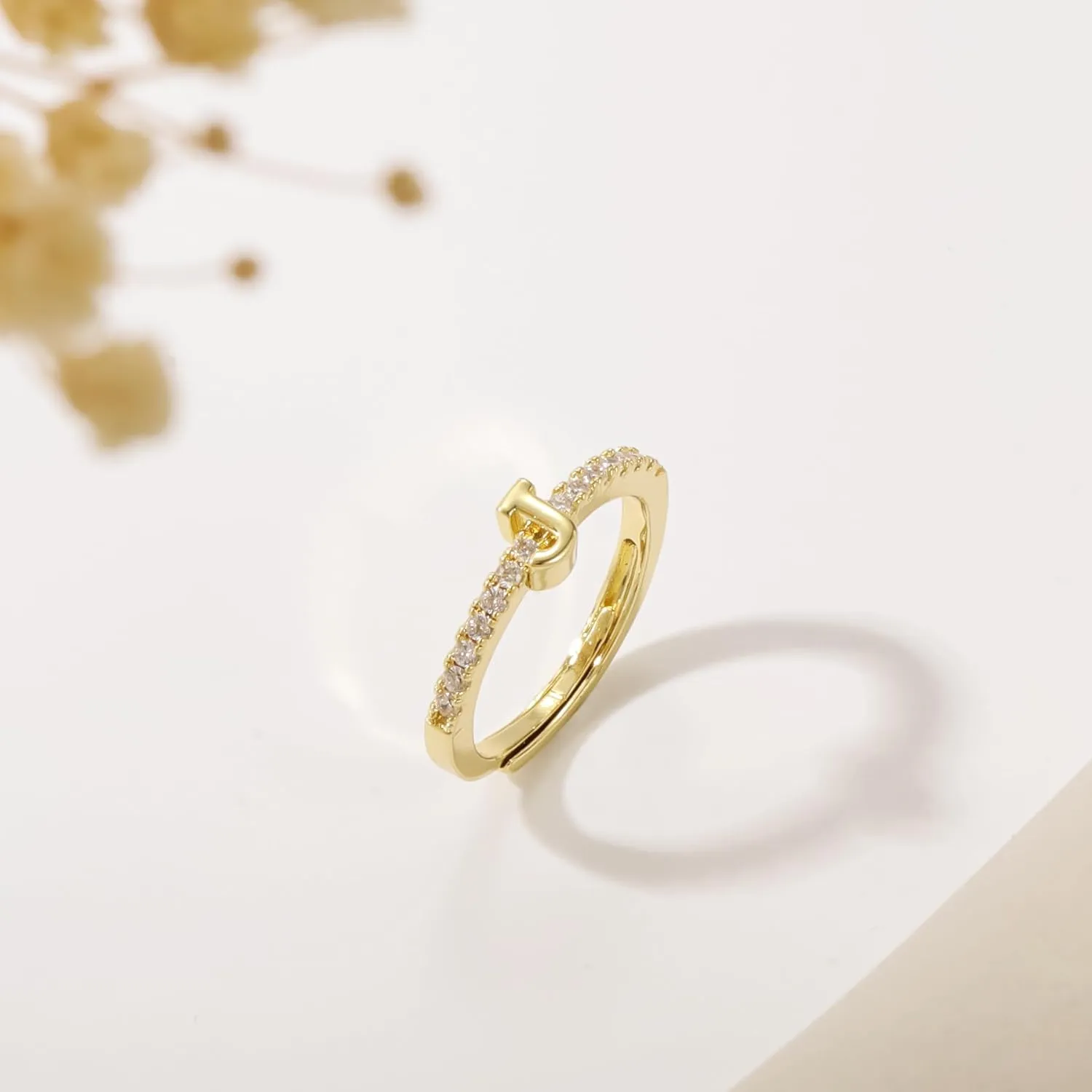 Initial Rings For Women Gold rings Copper Plated With 14k gold Zircon Adjustable Rings For Women Gold Jewelry For Women Gift Initial Ring