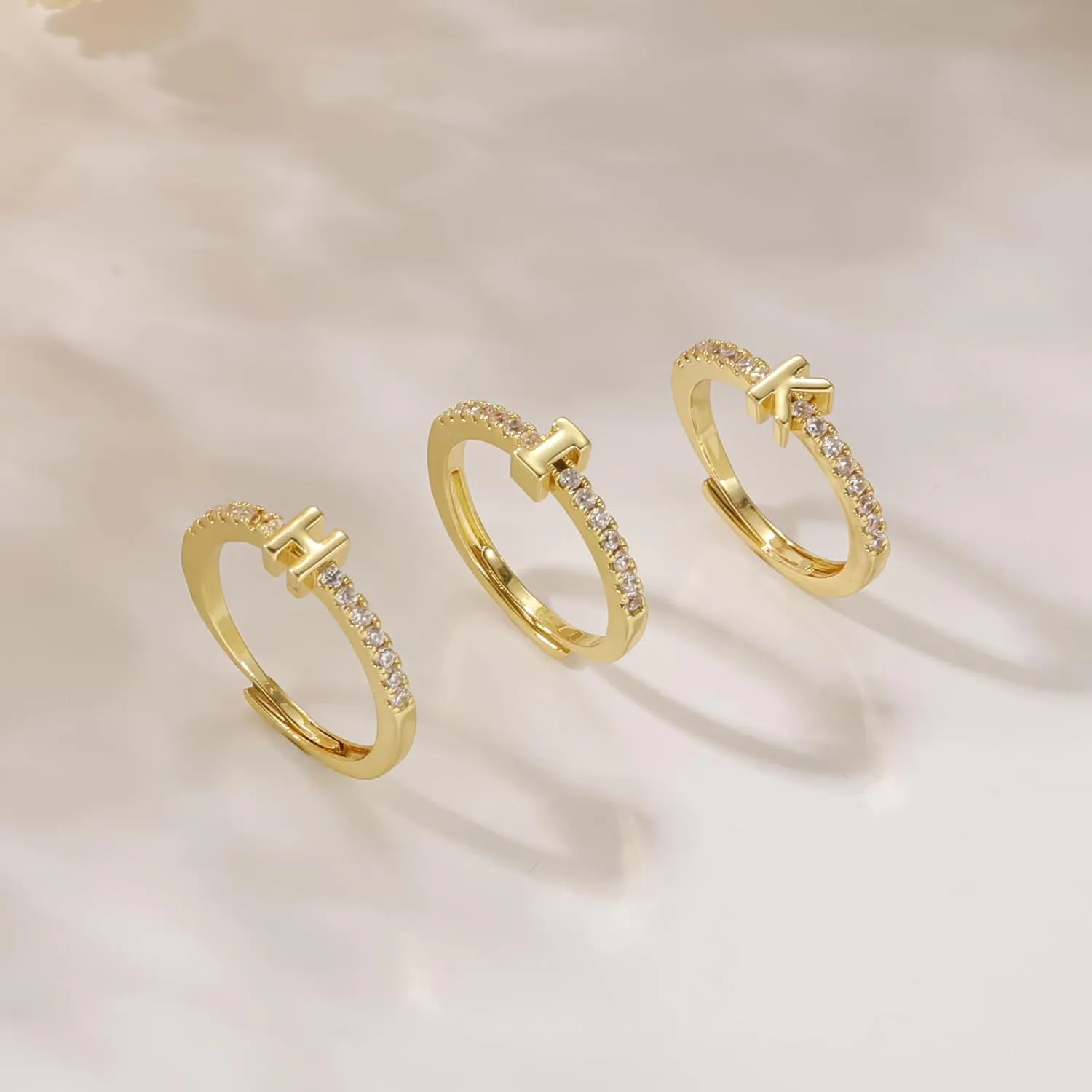 Initial Rings For Women Gold rings Copper Plated With 14k gold Zircon Adjustable Rings For Women Gold Jewelry For Women Gift Initial Ring