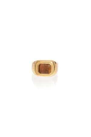 Large Ring in 18K Yellow Gold & Tiger's Eye Stone