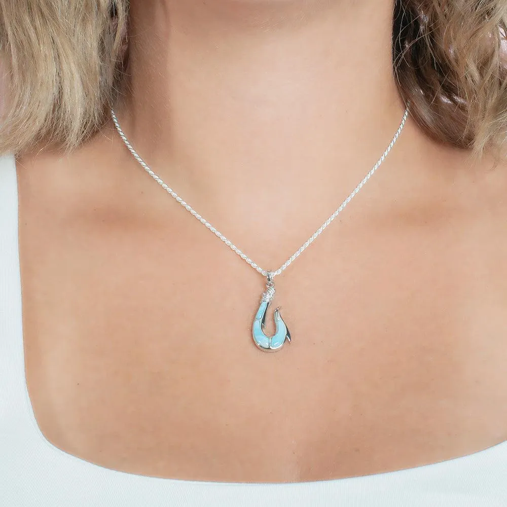Larimar Maui Fishhook Pendant