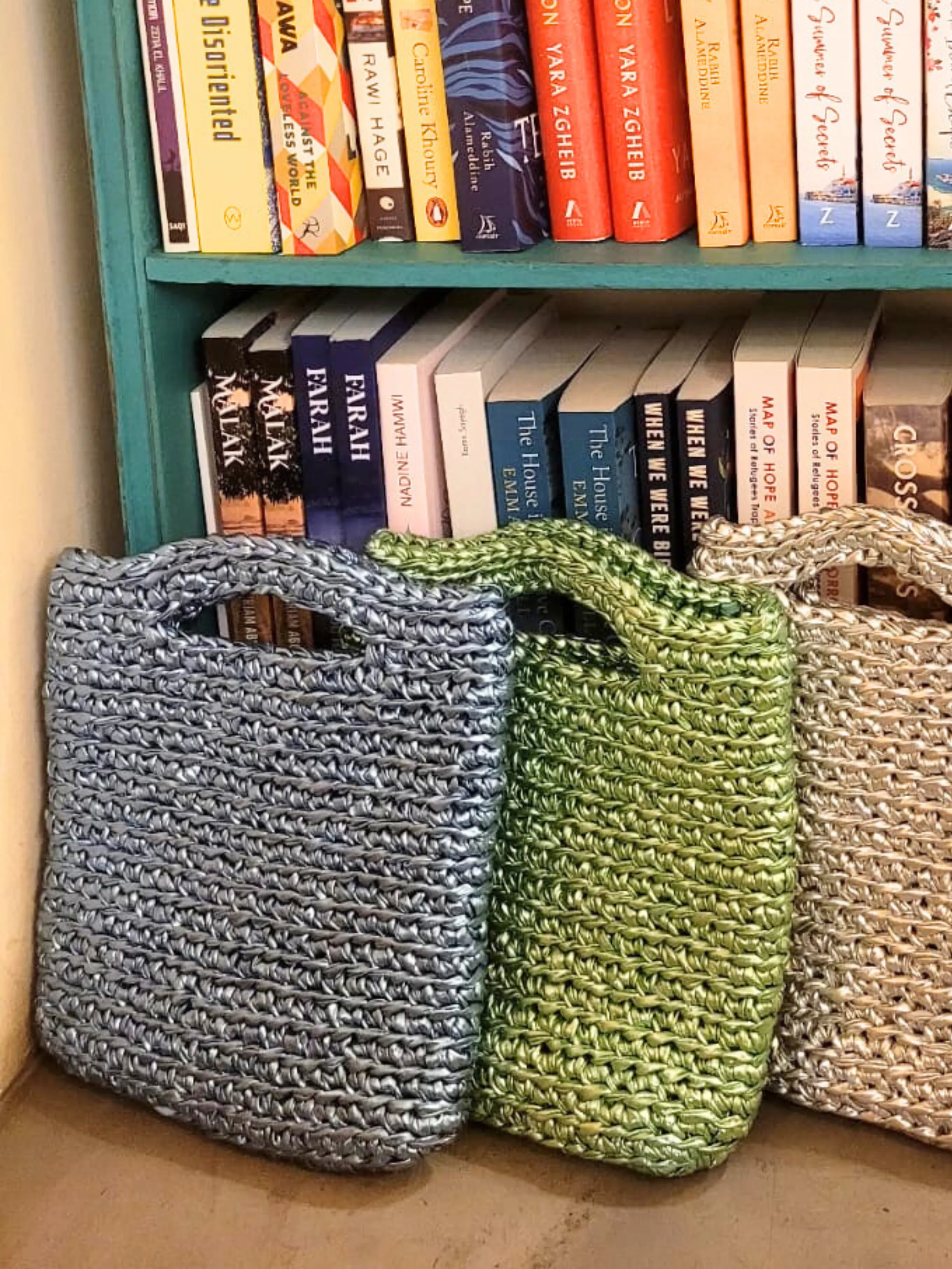 Light Grey Crochet Tote Bag