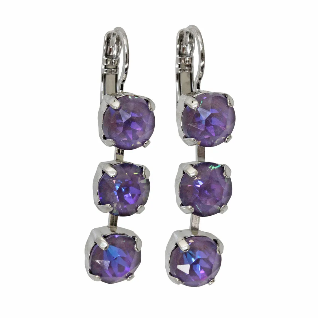 Mariana "Sun-Kissed Plum" Rhodium Plated Three Stone Crystal Earrings, 1440/1 149149ro