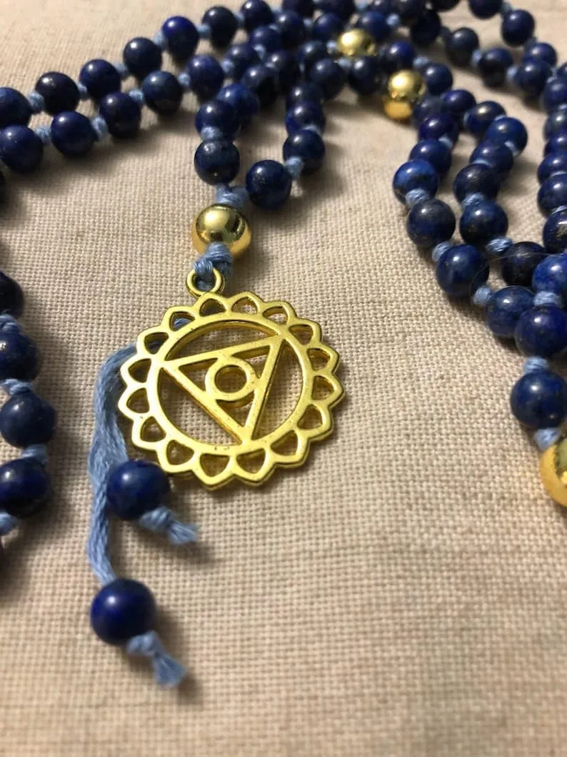 Natural Lapis Lazuli 6mm 108 Mala Beads, Spiritual, Meditation Beads, Reiki, Japa Mala, Buddhist Prayer Beads, Yoga Bracelet, healing beads LKMALA-RRGU-2331