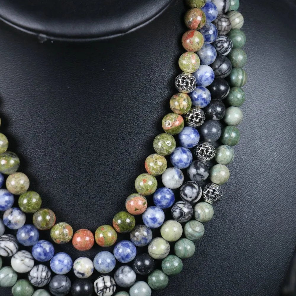 Natural Stone Meditation Beads Necklace