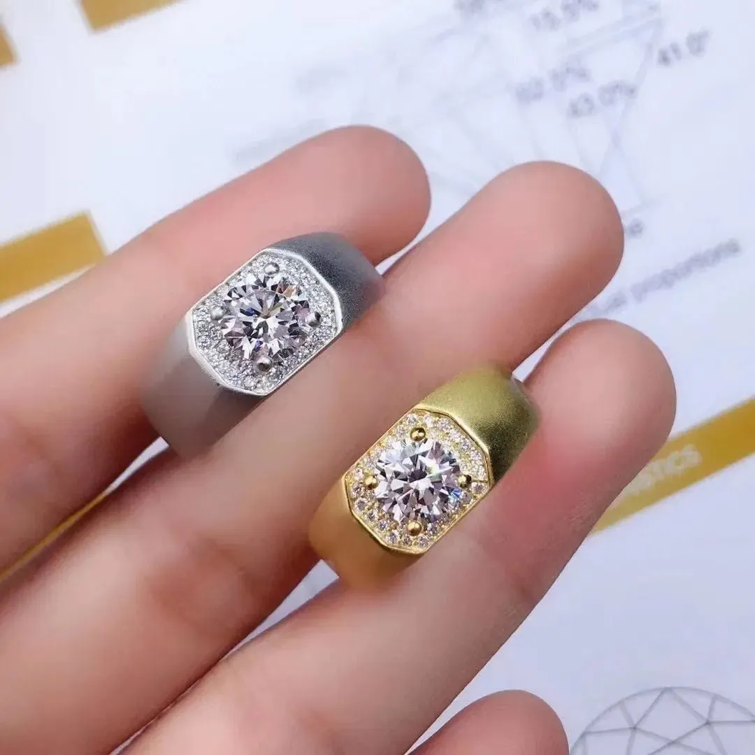Resizable White or Yellow Gold Halo Moissanite Ring 1ct Stone