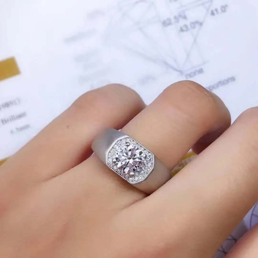 Resizable White or Yellow Gold Halo Moissanite Ring 1ct Stone