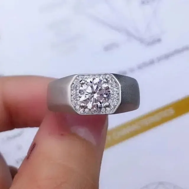 Resizable White or Yellow Gold Halo Moissanite Ring 1ct Stone