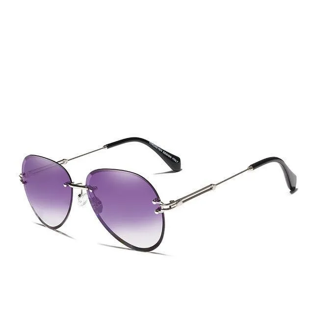 Vintage Rimless Gradient Lens Women's Polarized Sunglasses