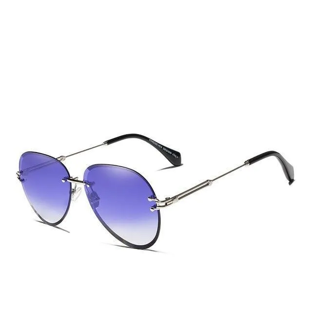 Vintage Rimless Gradient Lens Women's Polarized Sunglasses