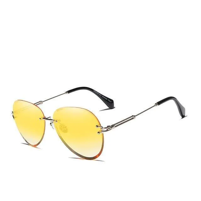 Vintage Rimless Gradient Lens Women's Polarized Sunglasses