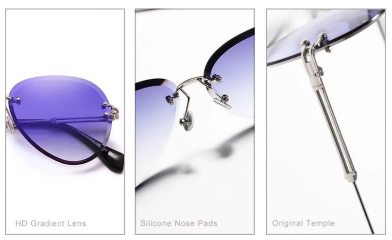 Vintage Rimless Gradient Lens Women's Polarized Sunglasses