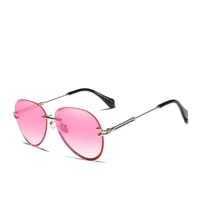 Vintage Rimless Gradient Lens Women's Polarized Sunglasses